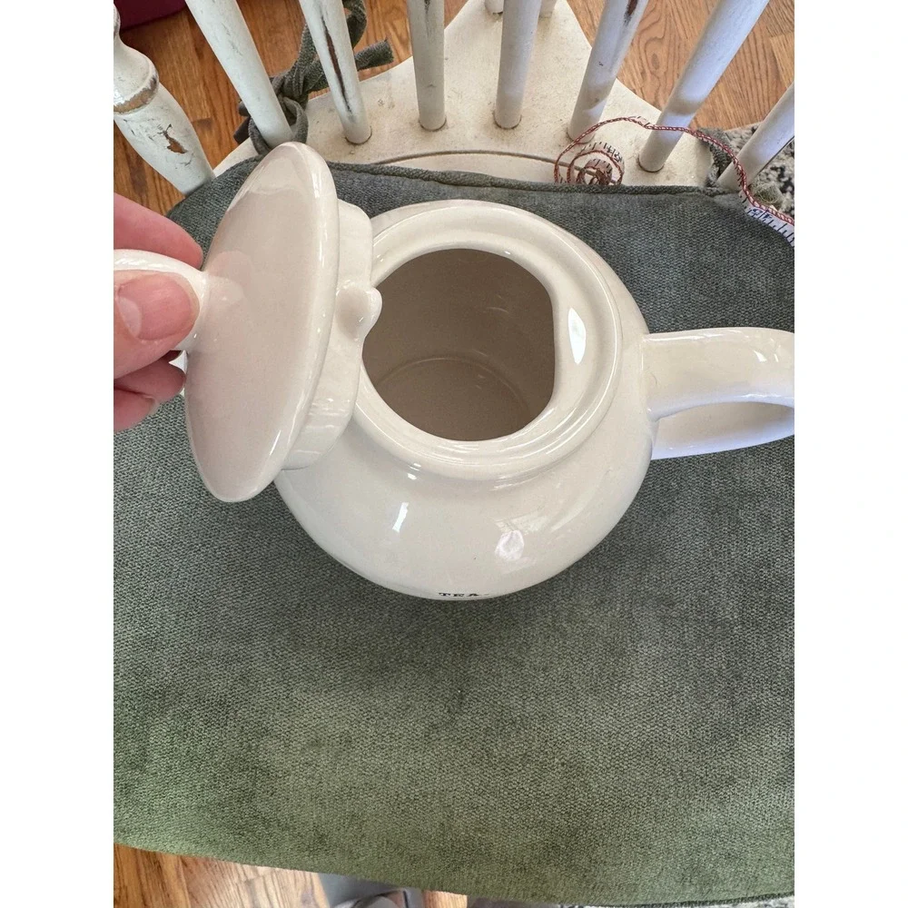 Rae Dunn teapot  TEA LL white ceramic pottery 2016